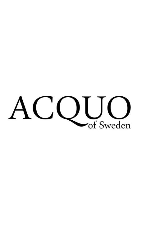 ACQUO of Sweden logo in elegant black serif font, representing the premium Swedish brand known for its stylish high-shine rubber boots and fashion-forward footwear