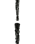 Front and back view of ACQUO of Sweden’s iconic over-the-knee black boots in high-shine finish, crafted for bold elegance and timeless Swedish style
