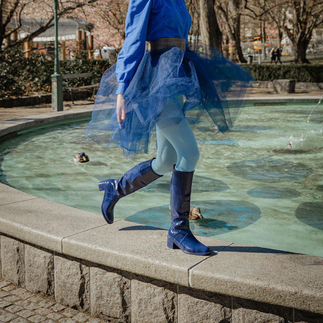 Knee-high rubber boot Karin Iris Blue 41