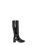 ACQUO of Sweden knee-high black boots with block heel – sleek Scandinavian design combining timeless fashion with high-gloss statement finish