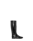 ACQUO of Sweden knee-high black boots in high-shine finish with flat sole – classic Scandinavian design meets timeless comfort and elegance