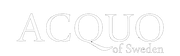 ACQUO of Sweden minimalist white logo on dark background — symbolizing the Swedish luxury brand known for premium black rubber boots with elegant design and timeless fashion appeal