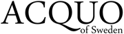 ACQUO of Sweden logo in elegant black serif font, representing the premium Swedish brand known for its stylish high-shine rubber boots and fashion-forward footwear